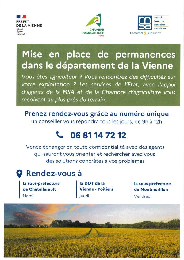 PERMANENCES VIENNE CHAMBRE DE L AGRICULTURE